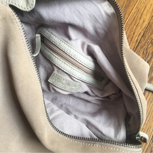 Free People Ingrid suede leather knot tote purse bag tan cream beige sling - Picture 4 of 4